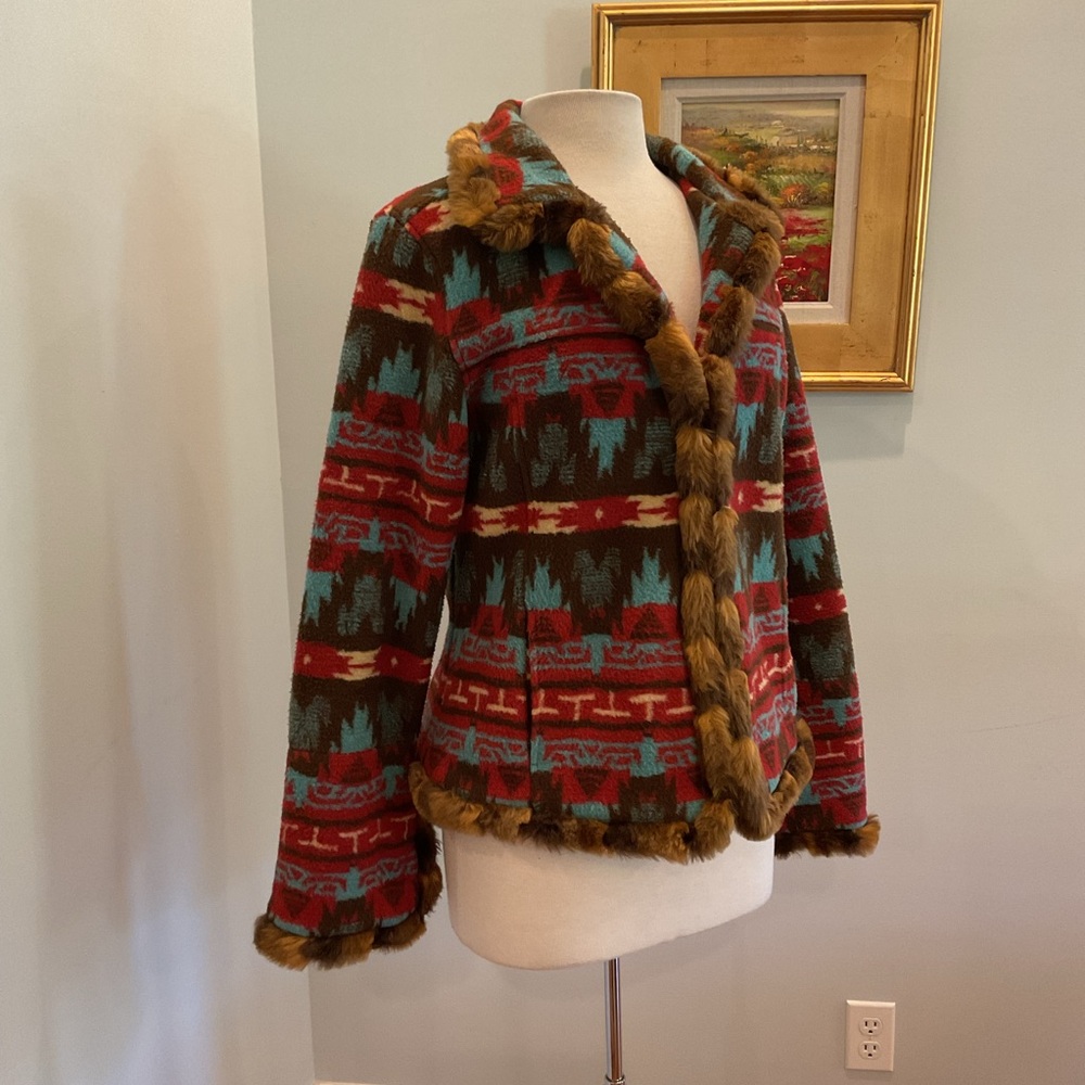Tasha Polizzi Collection‎ Southwestern Faux Fur Trim Jacket - Picture 3 of 7